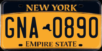 NY license plate GNA0890