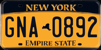 NY license plate GNA0892