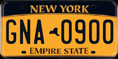 NY license plate GNA0900