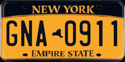 NY license plate GNA0911