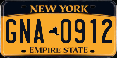 NY license plate GNA0912