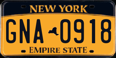 NY license plate GNA0918