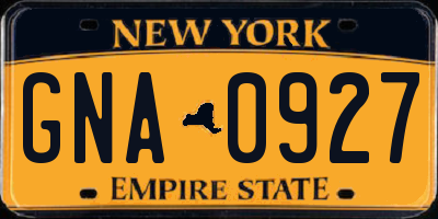 NY license plate GNA0927