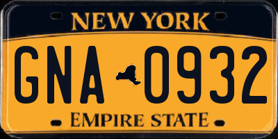 NY license plate GNA0932