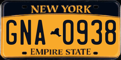 NY license plate GNA0938