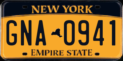 NY license plate GNA0941
