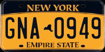 NY license plate GNA0949