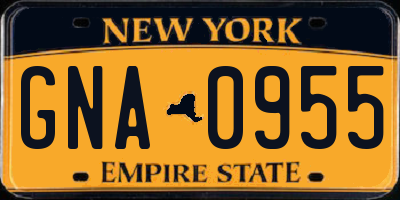 NY license plate GNA0955
