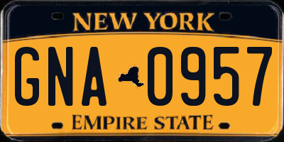 NY license plate GNA0957
