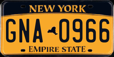 NY license plate GNA0966