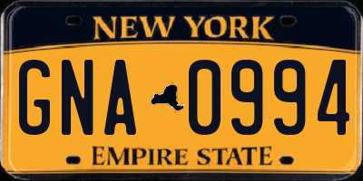 NY license plate GNA0994