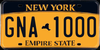 NY license plate GNA1000