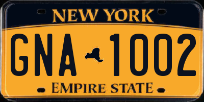 NY license plate GNA1002