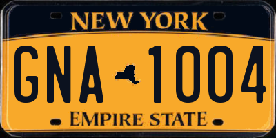 NY license plate GNA1004