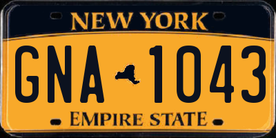 NY license plate GNA1043