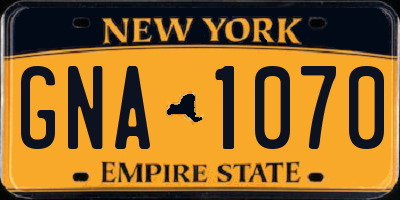 NY license plate GNA1070