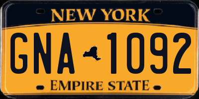 NY license plate GNA1092
