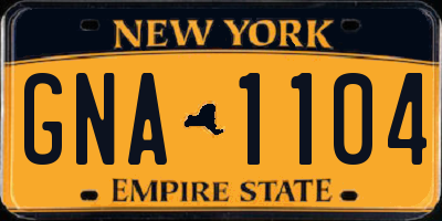 NY license plate GNA1104