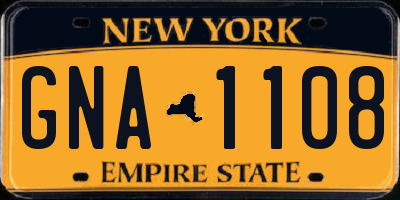 NY license plate GNA1108