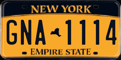 NY license plate GNA1114