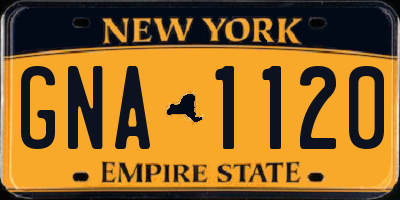 NY license plate GNA1120