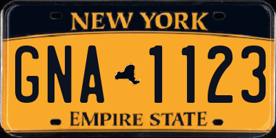 NY license plate GNA1123