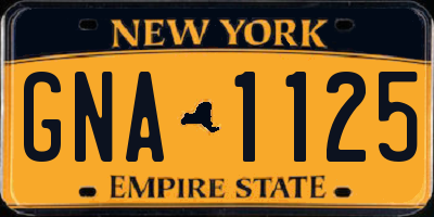 NY license plate GNA1125