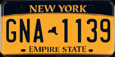 NY license plate GNA1139