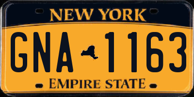 NY license plate GNA1163