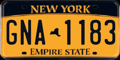 NY license plate GNA1183