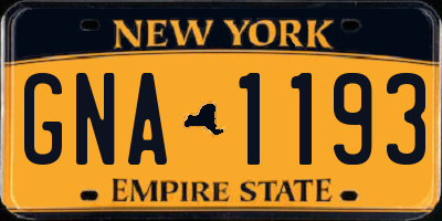 NY license plate GNA1193