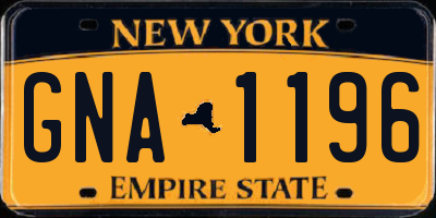 NY license plate GNA1196