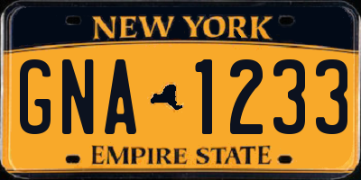 NY license plate GNA1233