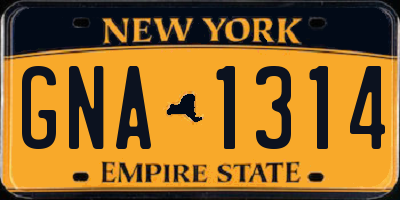 NY license plate GNA1314