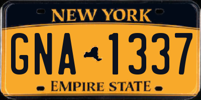 NY license plate GNA1337