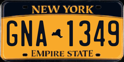 NY license plate GNA1349