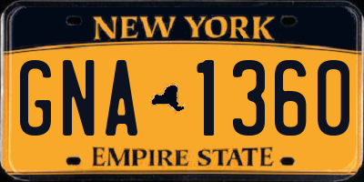NY license plate GNA1360