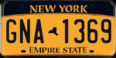 NY license plate GNA1369