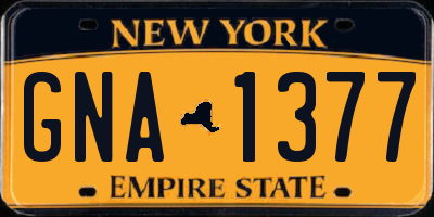 NY license plate GNA1377