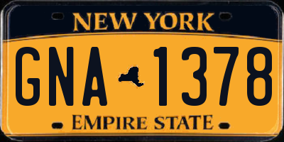 NY license plate GNA1378