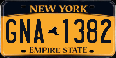 NY license plate GNA1382