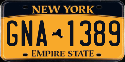 NY license plate GNA1389