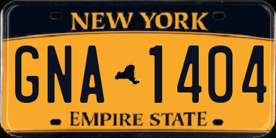 NY license plate GNA1404