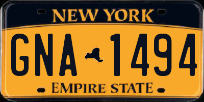 NY license plate GNA1494
