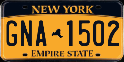 NY license plate GNA1502