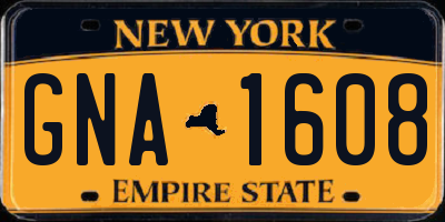 NY license plate GNA1608