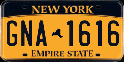 NY license plate GNA1616