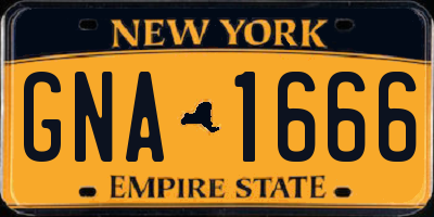 NY license plate GNA1666