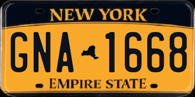 NY license plate GNA1668