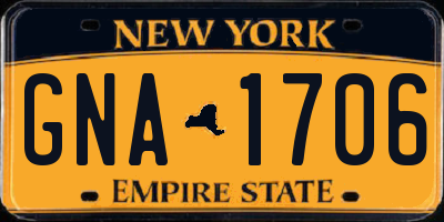 NY license plate GNA1706